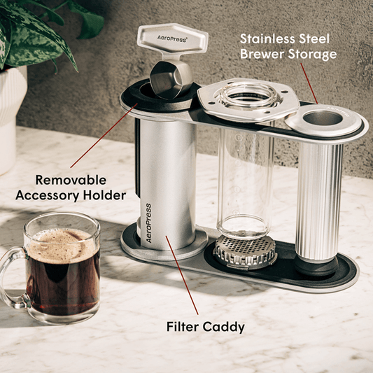 AeroPress Organizer Stand - Stainless Steel - Countertop Storage for Brewing Essentials