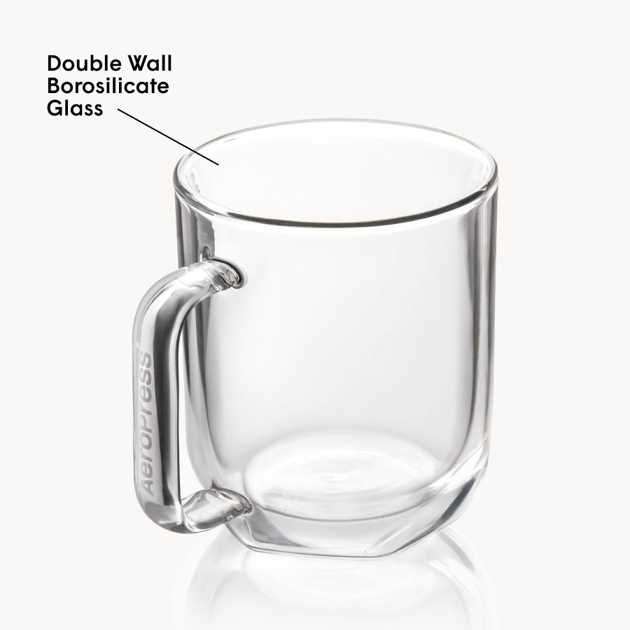 AeroPress Double Wall Glass Coffee Mug - 2 Pack - Serving Vessel for Freshly Brewed Coffee