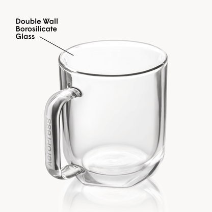 AeroPress Double Wall Glass Coffee Mug - 2 Pack - Serving Vessel for Freshly Brewed Coffee