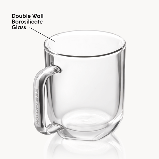 AeroPress Double Wall Glass Coffee Mug - 2 Pack - Serving Vessel for Freshly Brewed Coffee