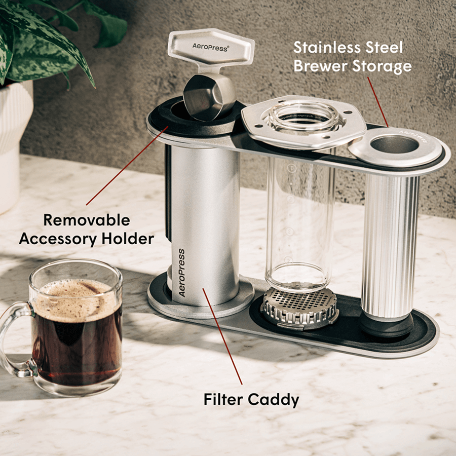AeroPress Organizer Stand - Stainless Steel - Countertop Storage for Brewing Essentials