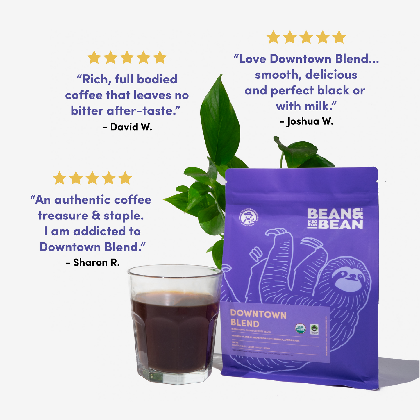 Downtown Blend Organic & Fair Trade - Roasted Coffee for Home Brewing Stations